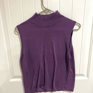 Charter Club Purple Sleeveless Women's Mock Turtleneck Top Silk Blend Vtg EUC
